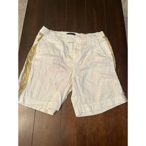 J. Crew Womens Bermuda Shorts Elastic Waist Gold Stripe White Size 4
